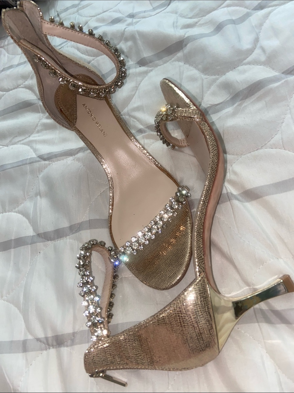 GARLINI RHINESTONE GOLD SANDALS Prom Wedding ANTONIO MELANI